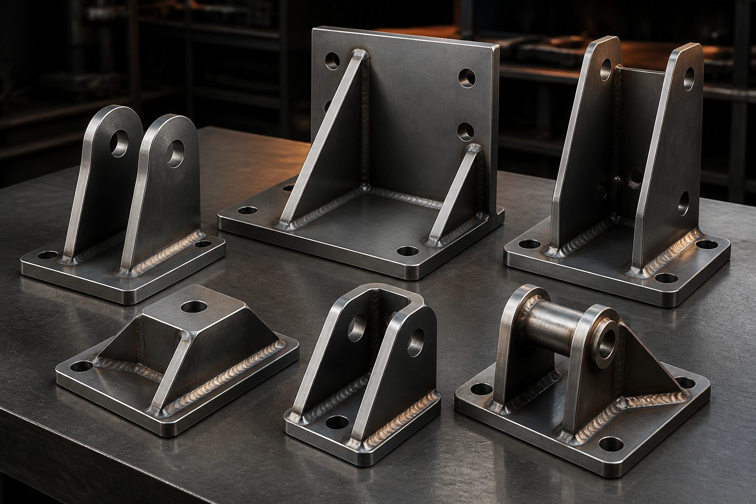 Soportes industriales soldados con cartelas y perforaciones